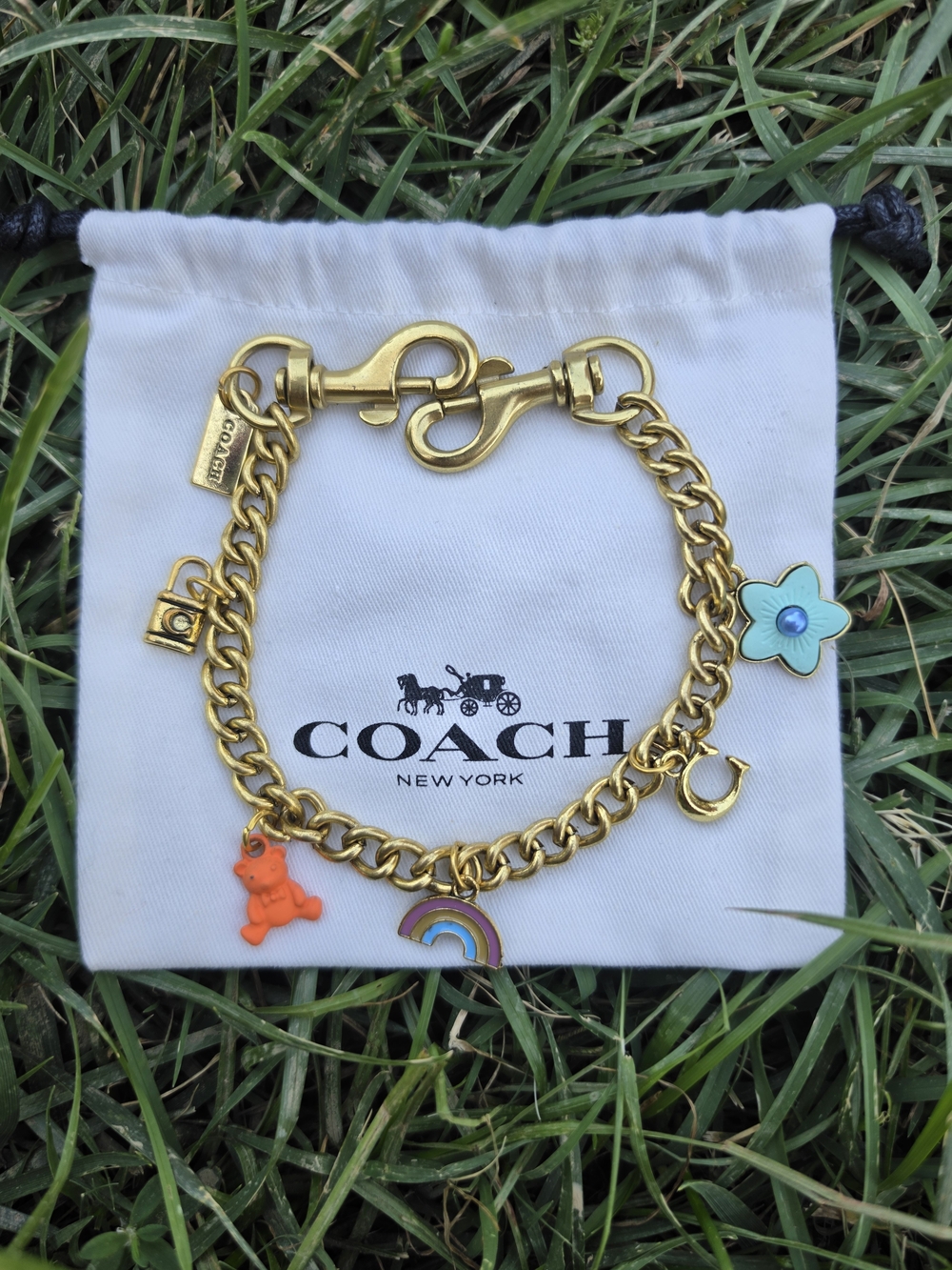 COACH Gold Bag Chain with Multicolor Charms